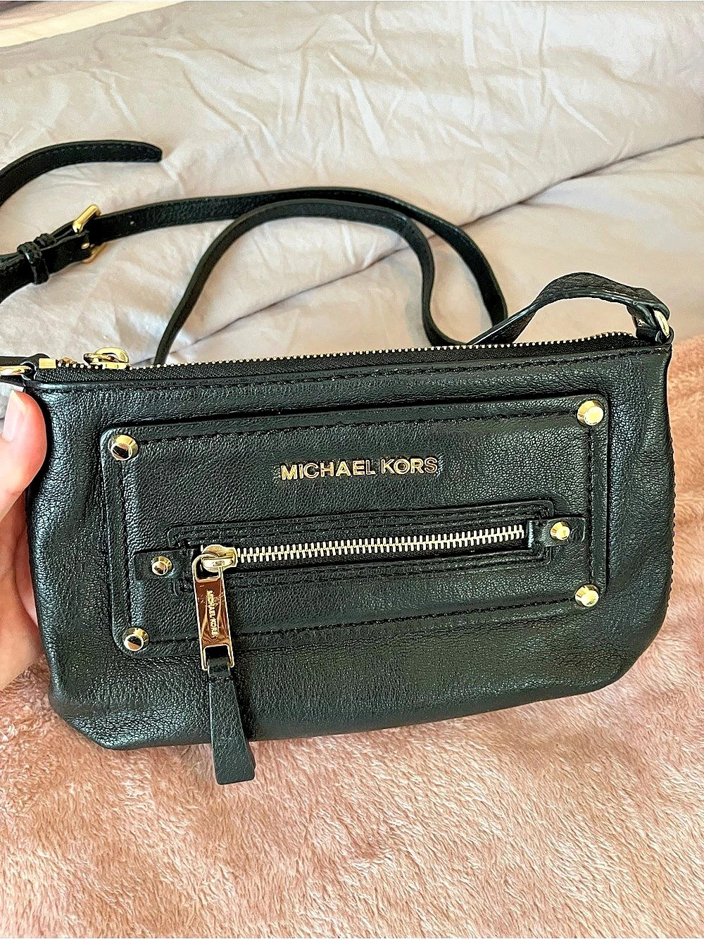 Michael Kors Black Leather Crossbody Bag